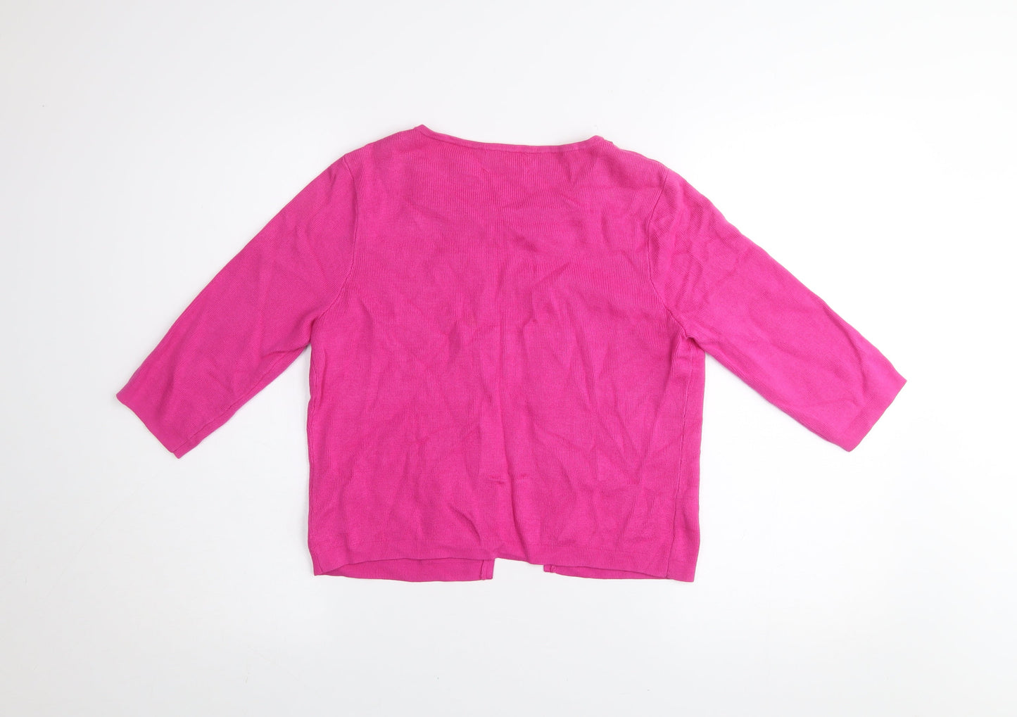 Savida Women's Pink Jewel Neck 3/4 Sleeve Cotton Cardigan Size S