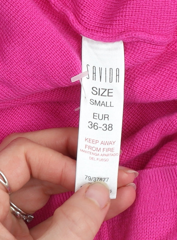 Savida Women's Pink Jewel Neck 3/4 Sleeve Cotton Cardigan Size S