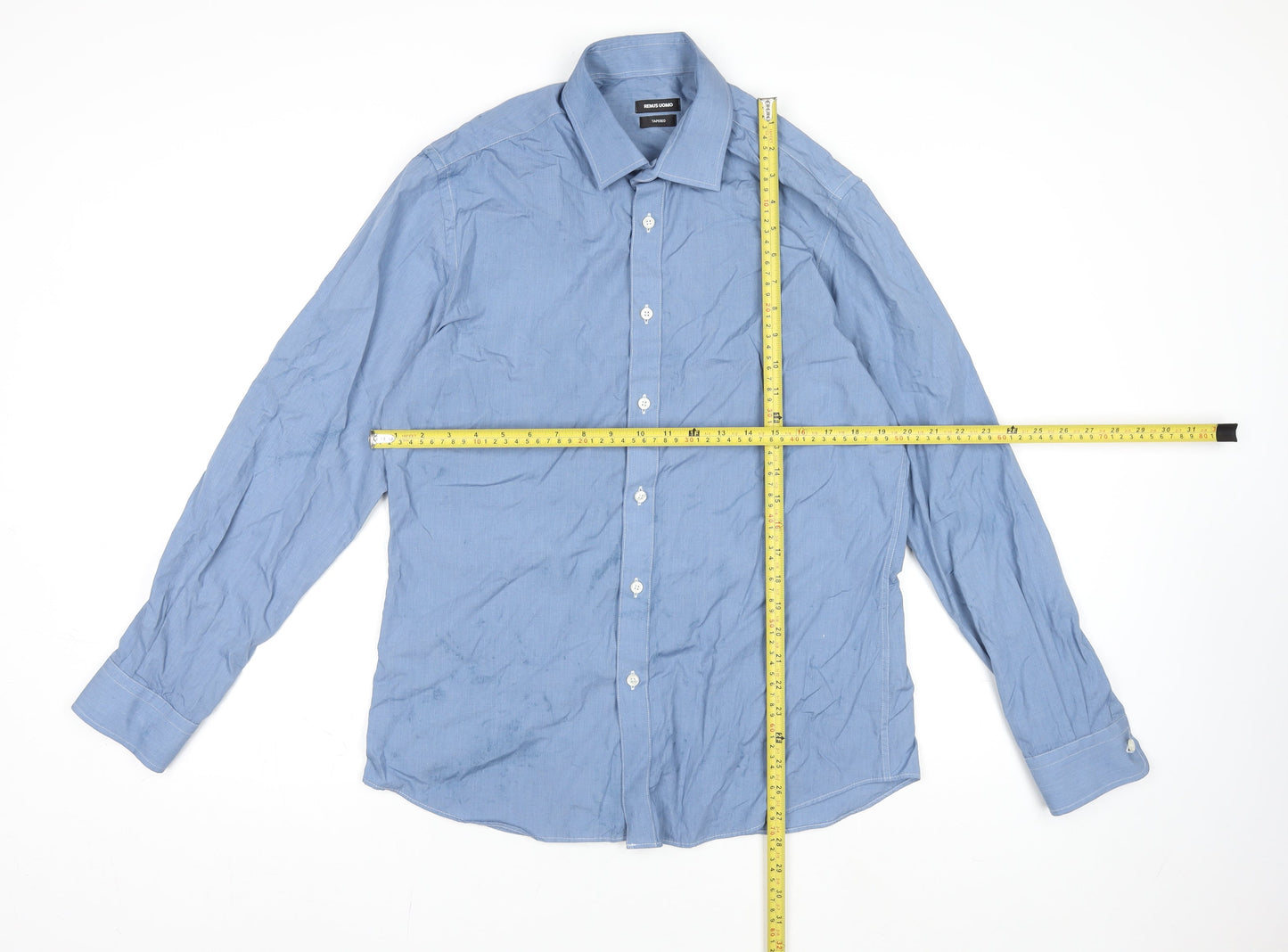Remus Uomo Men's Blue 16 Slim Fit Long Sleeve Dress Shirt