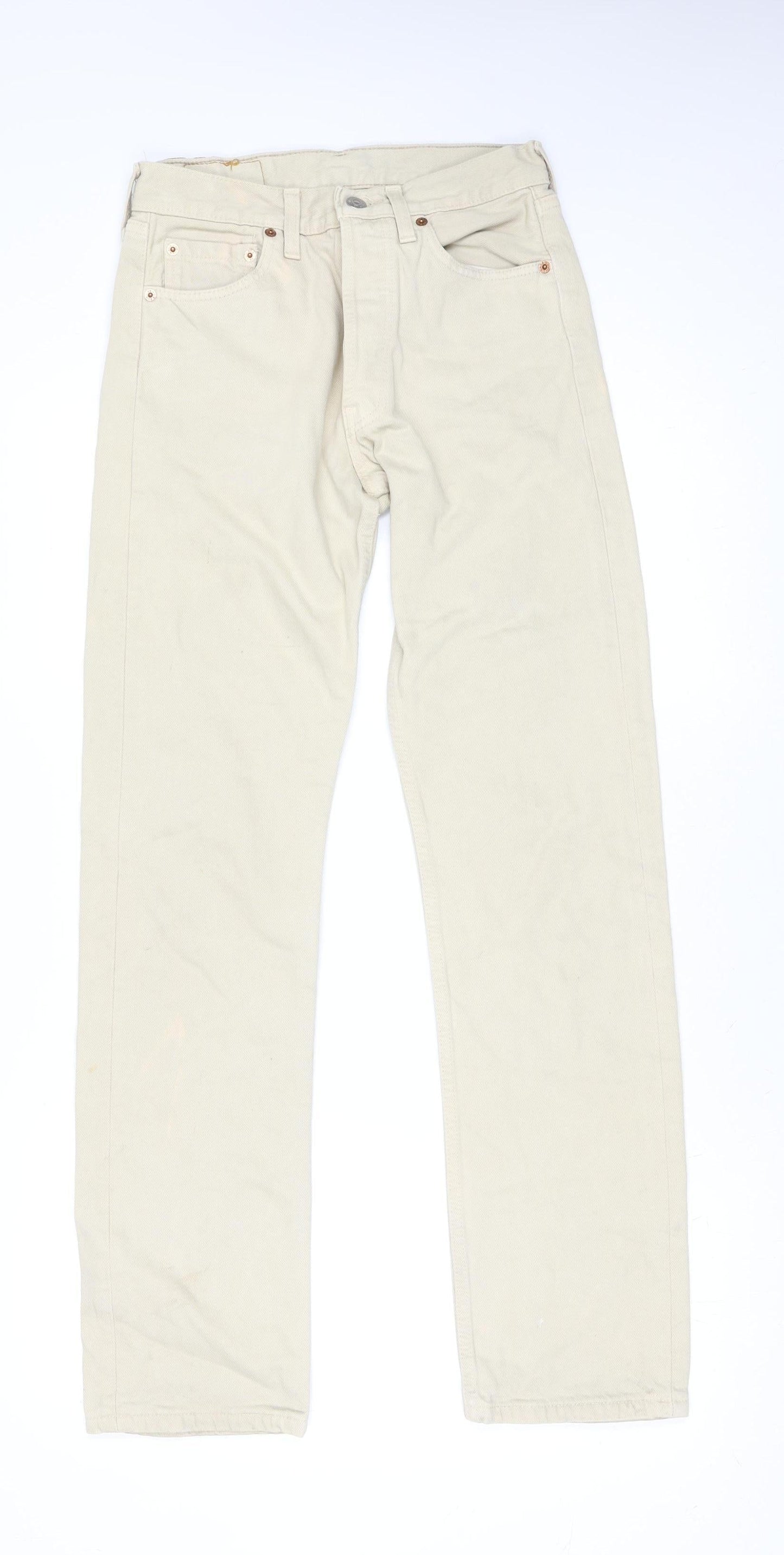 Levi's 501 Beige Straight Leg Denim Jeans Mens W29 L32 Regular Fit