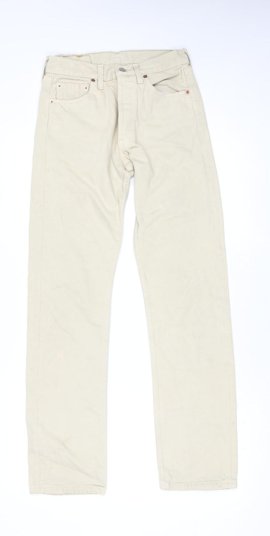 Levi's 501 Beige Straight Leg Denim Jeans Mens W29 L32 Regular Fit