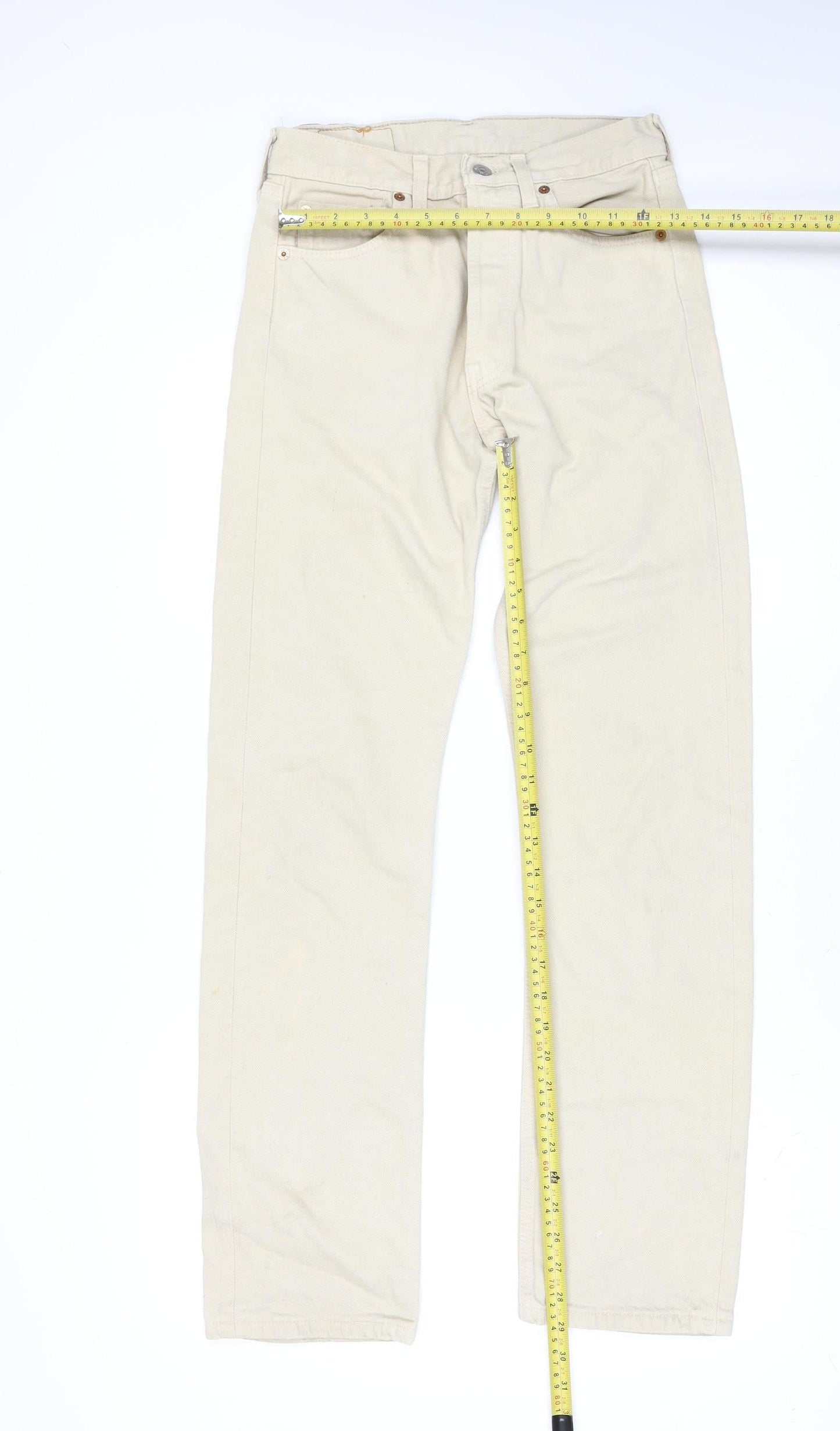 Levi's 501 Beige Straight Leg Denim Jeans Mens W29 L32 Regular Fit