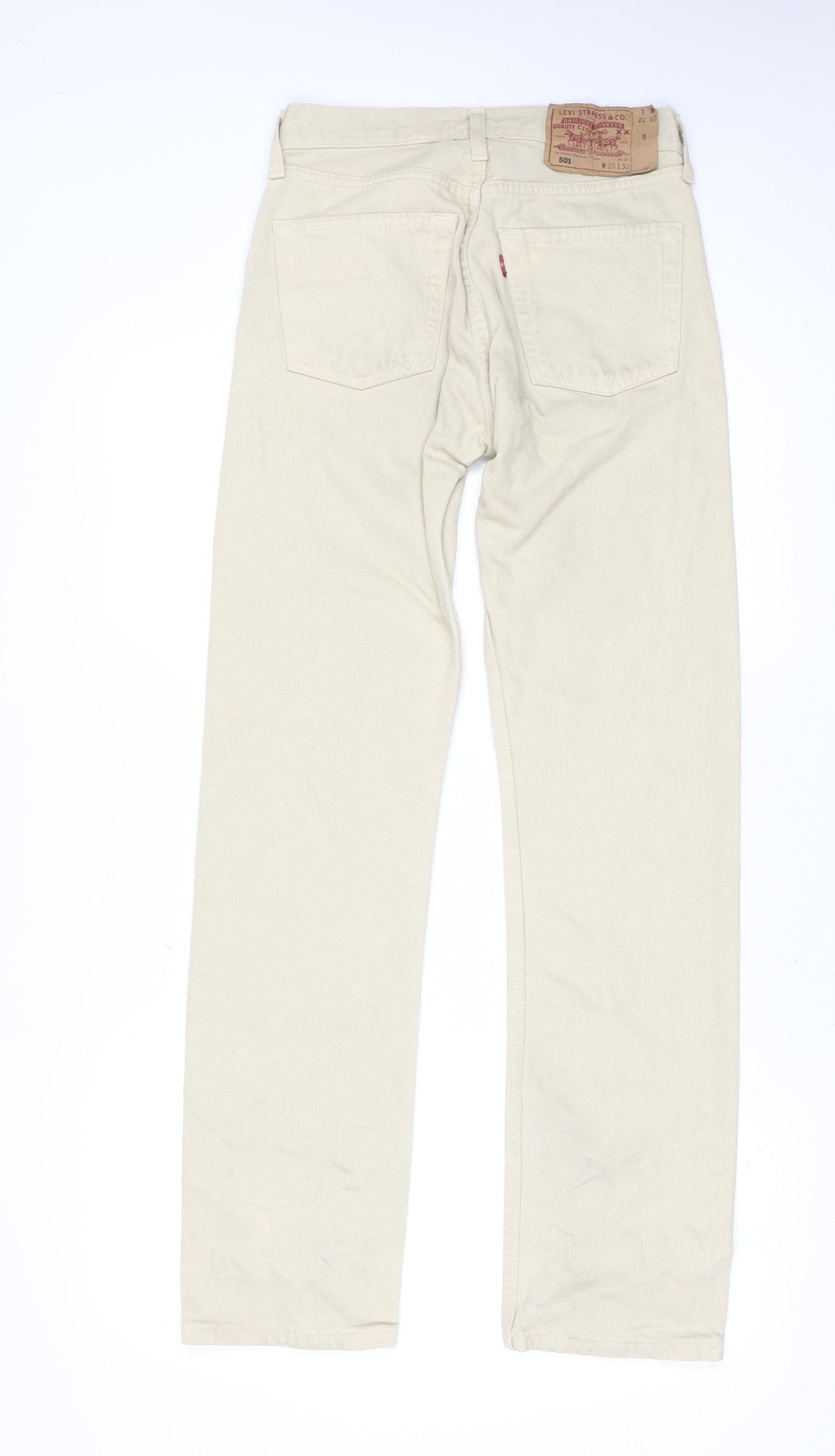 Levi's 501 Beige Straight Leg Denim Jeans Mens W29 L32 Regular Fit