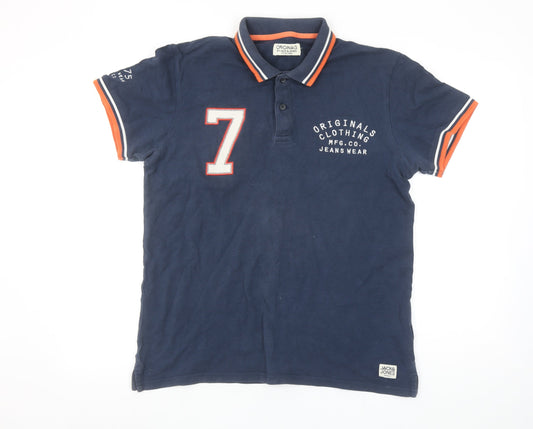 Jack & Jones Men’s Blue Originals Polo Shirt Size L Casual Style