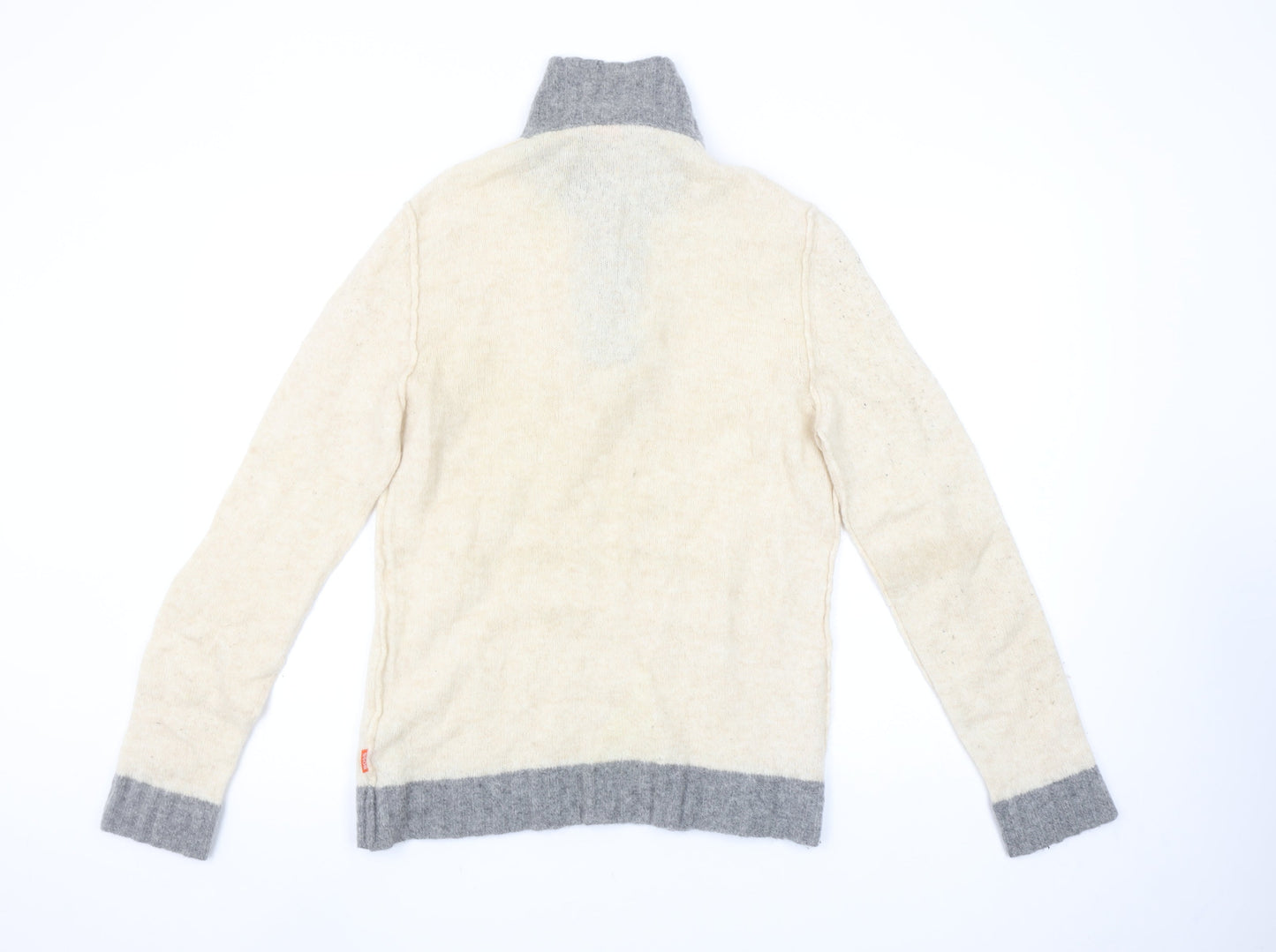 Hugo Boss Men's Beige Wool Alpaca Henley Jumper Size M