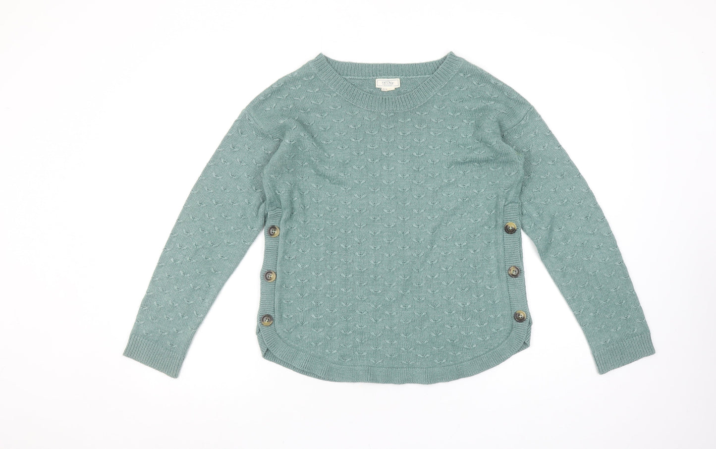 Fat Face Women’s Green Knit Side Button Jumper UK 8