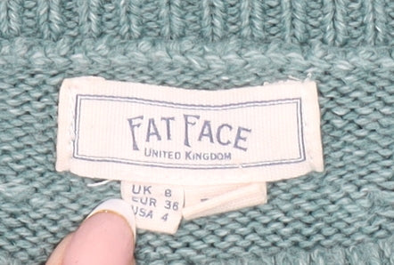 Fat Face Women’s Green Knit Side Button Jumper UK 8