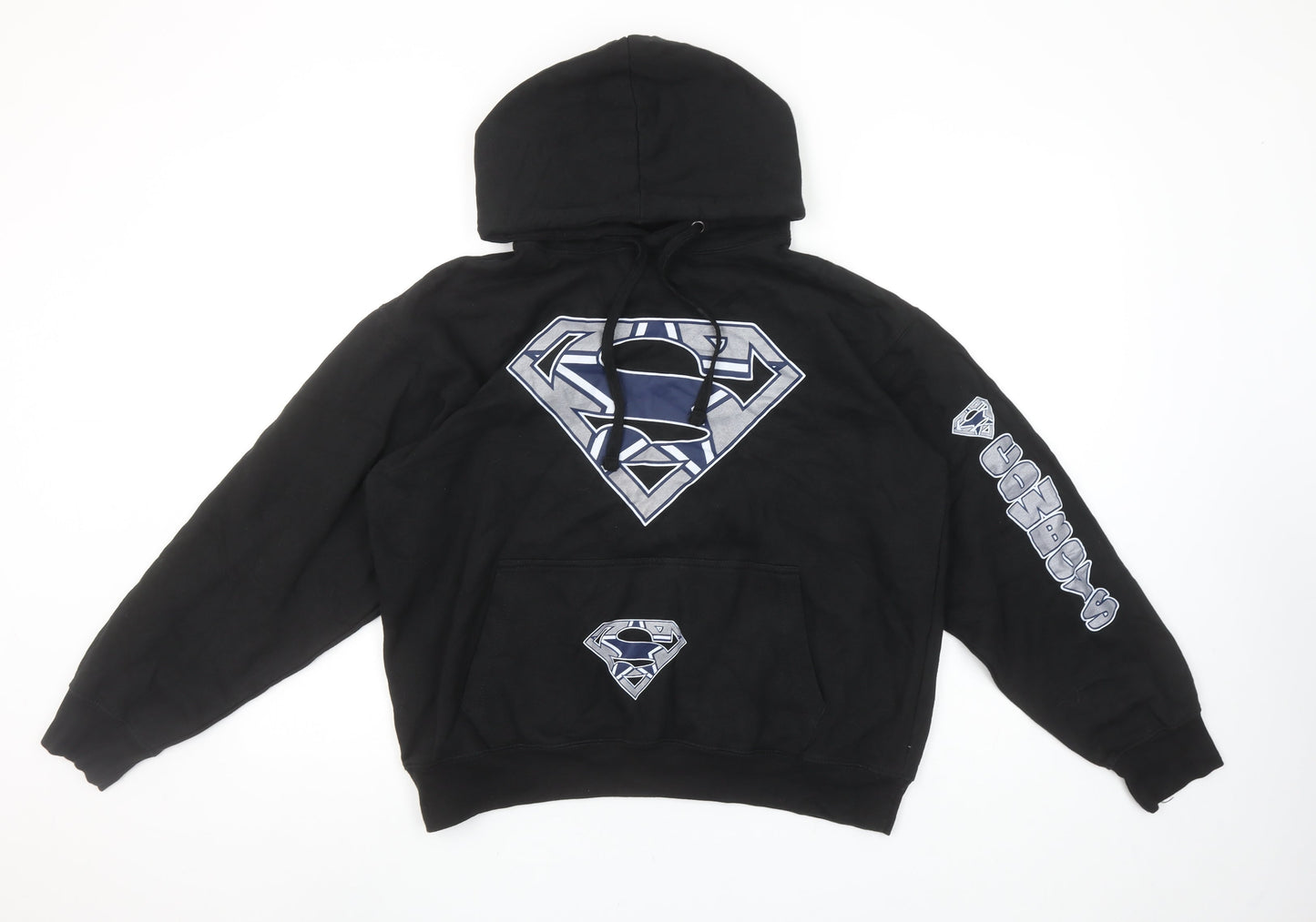 SAAD Collection Women’s Black M Pullover Hoodie Superman Cowboys Graphic