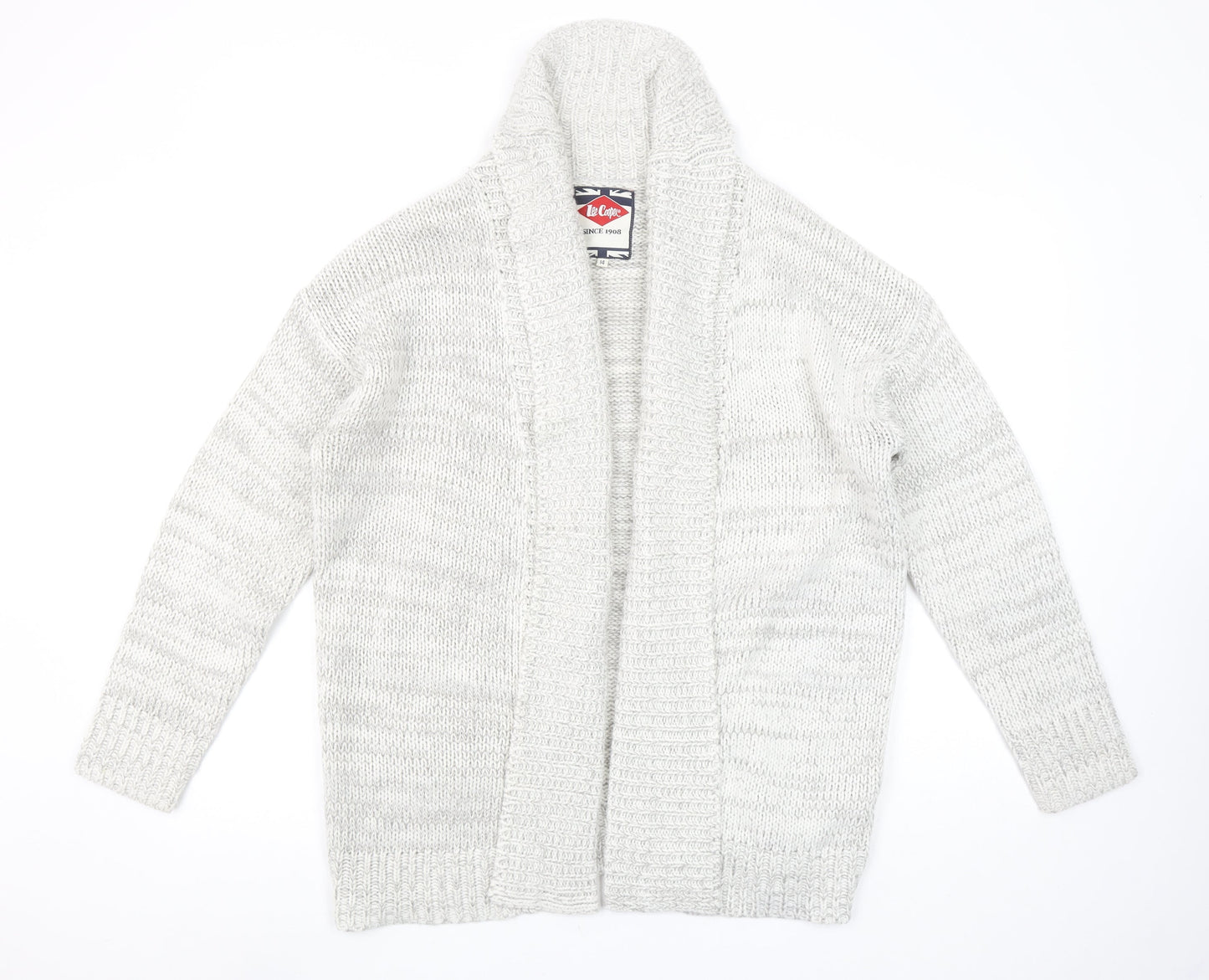 Lee Cooper Women Ivory Chunky Knit Long Sleeve Open Cardigan Size 14