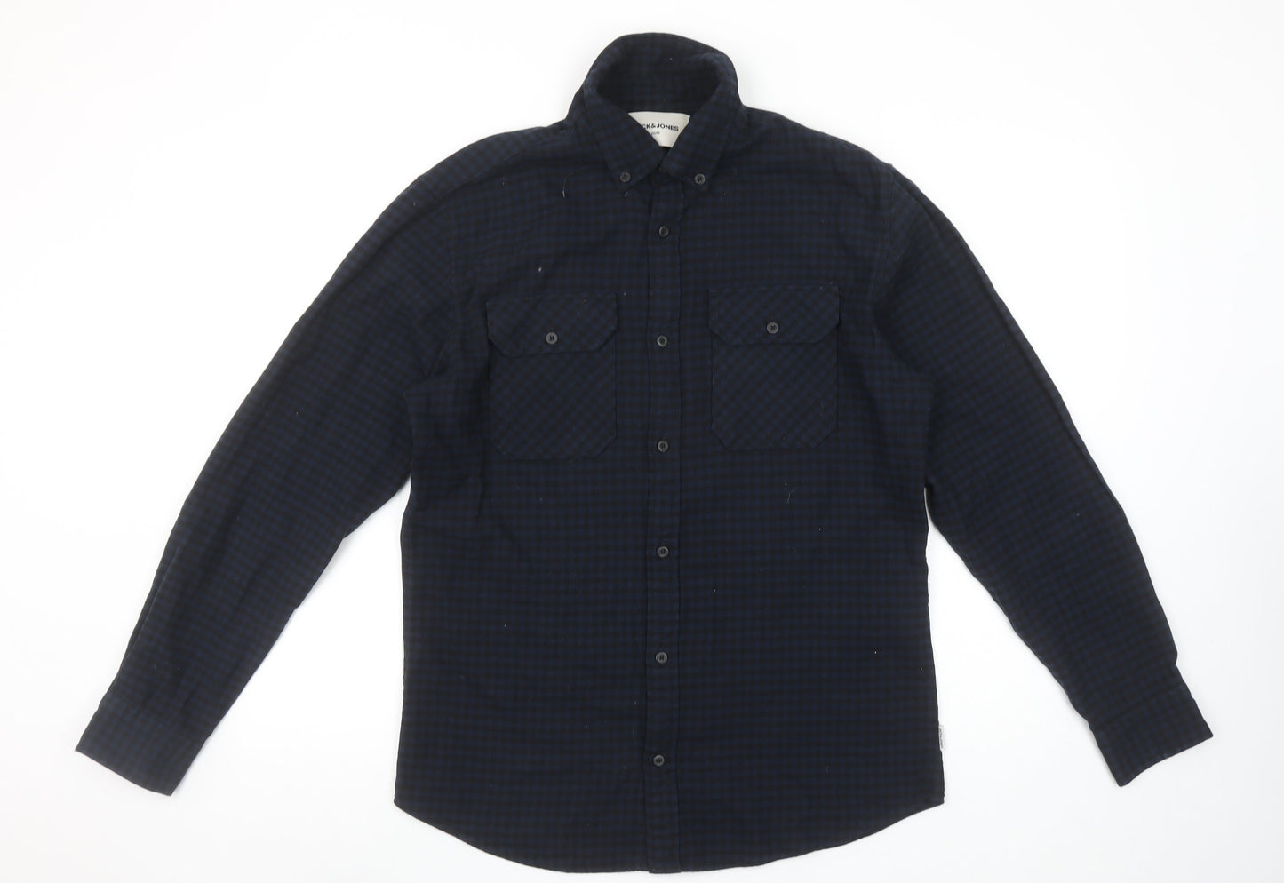 Jack & Jones Men's Blue Checked Slim Fit Flannel Shirt M