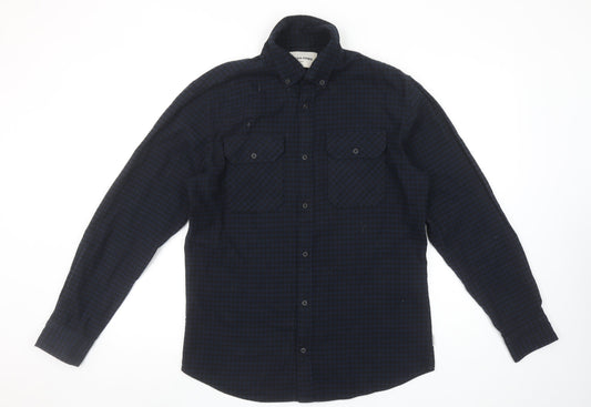 Jack & Jones Men's Blue Checked Slim Fit Flannel Shirt M