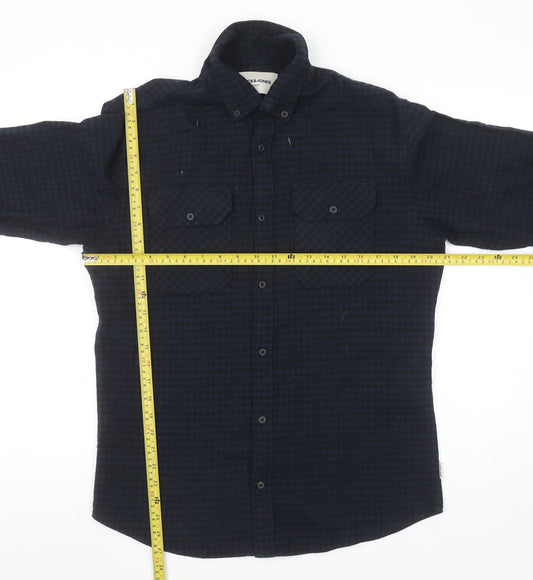 Jack & Jones Men's Blue Checked Slim Fit Flannel Shirt M