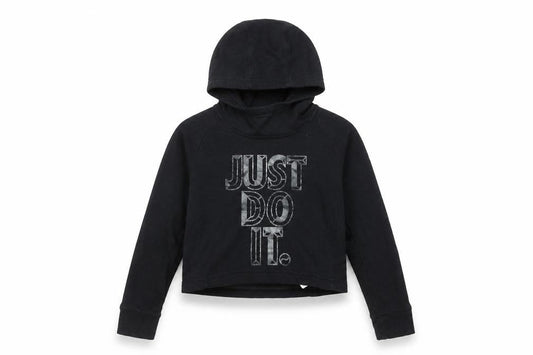 Nike Girls Black Hoodie 10-12 Years Pullover Just Do It Graphic Sweatshirt