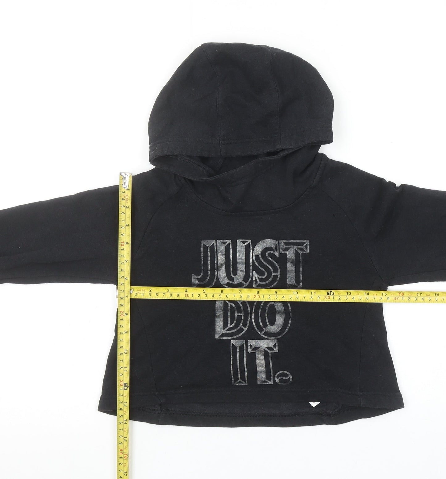 Nike Girls Black Hoodie 10-12 Years Pullover Just Do It Graphic Sweatshirt