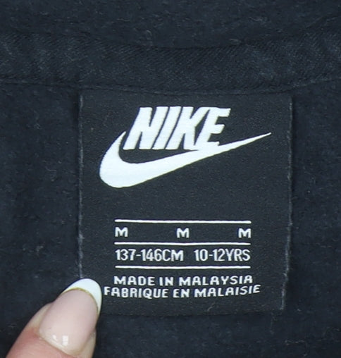 Nike Girls Black Hoodie 10-12 Years Pullover Just Do It Graphic Sweatshirt