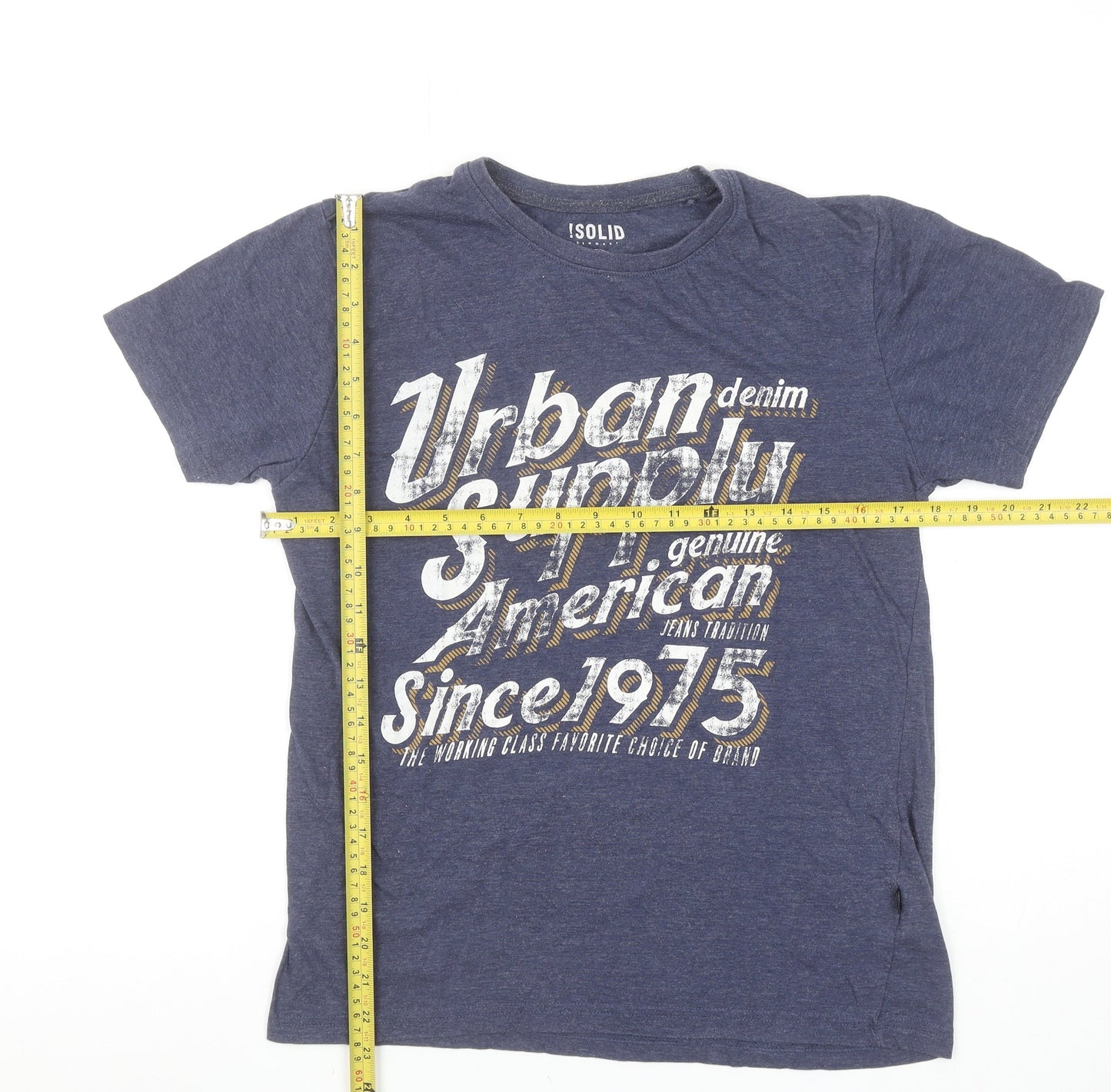 !Solid Unisex Blue Graphic Short Sleeve T-Shirt M Casual