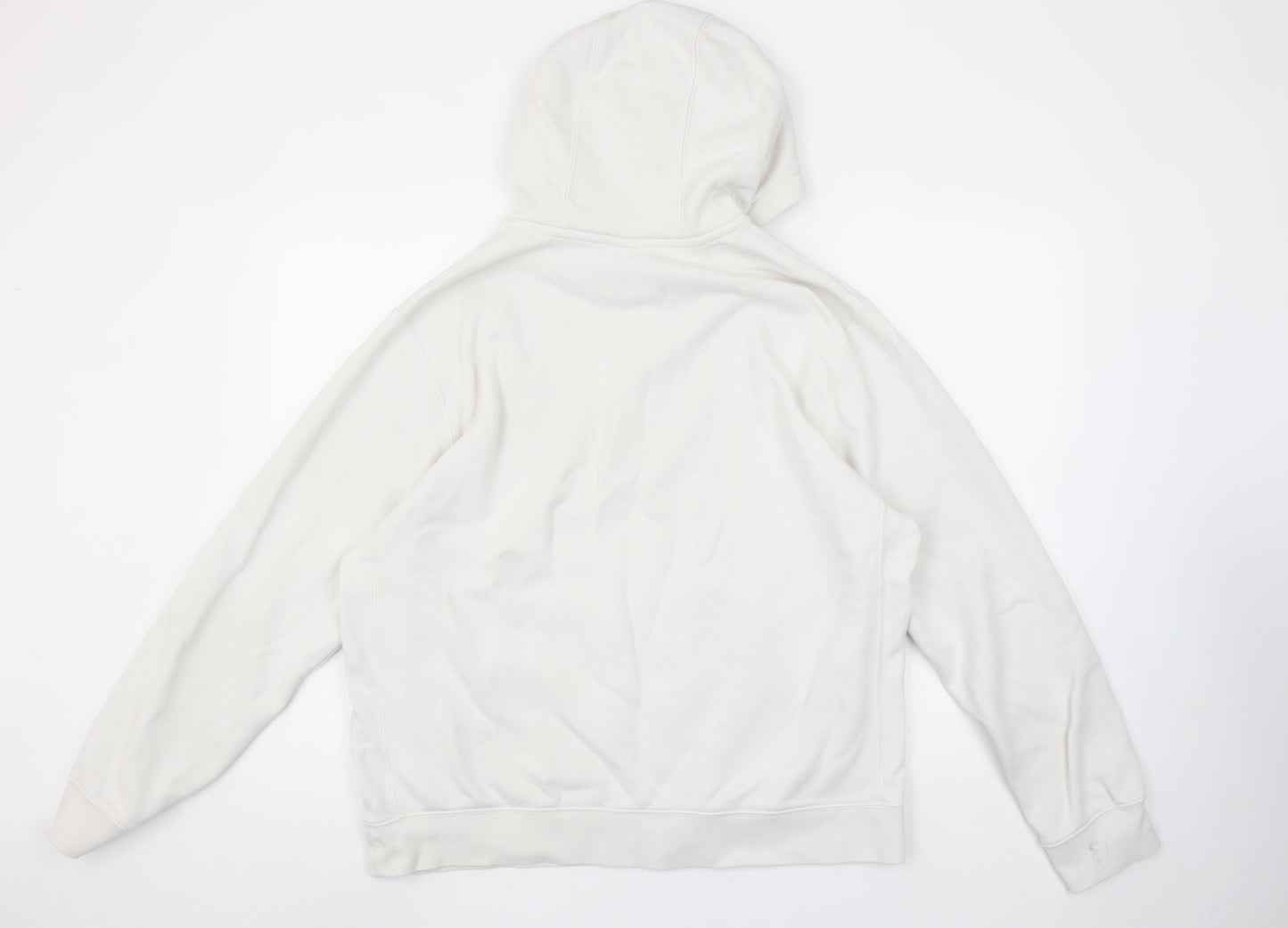 Nike Men’s White Pullover Hoodie L Regular Fleece Logo Good Condition