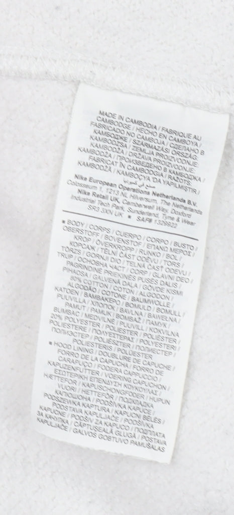 Nike Men’s White Pullover Hoodie L Regular Fleece Logo Good Condition