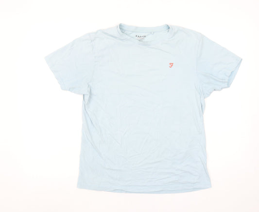 Farah Men's Blue Cotton Short Sleeve Crew Neck T-Shirt Size M
