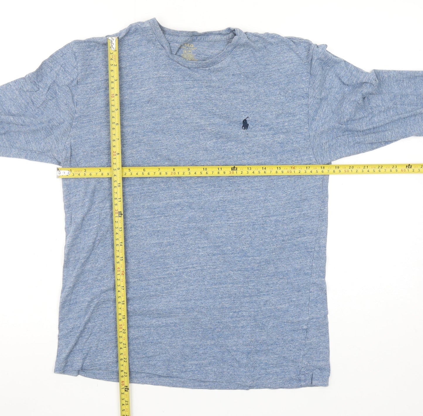 Ralph Lauren Men's Blue Long Sleeve Cotton Crew Neck T-Shirt Size S