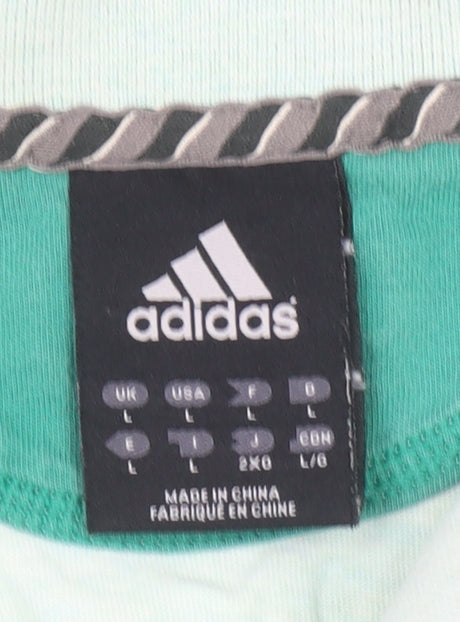 Adidas Men's Mint Green Short Sleeve Polo Shirt Size L Cotton Casual