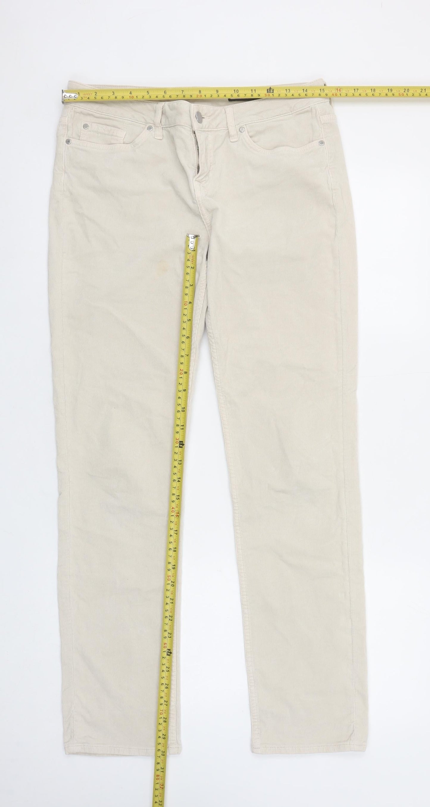 Tommy Hilfiger Womens Beige Chino Corduroy Trousers Size 28