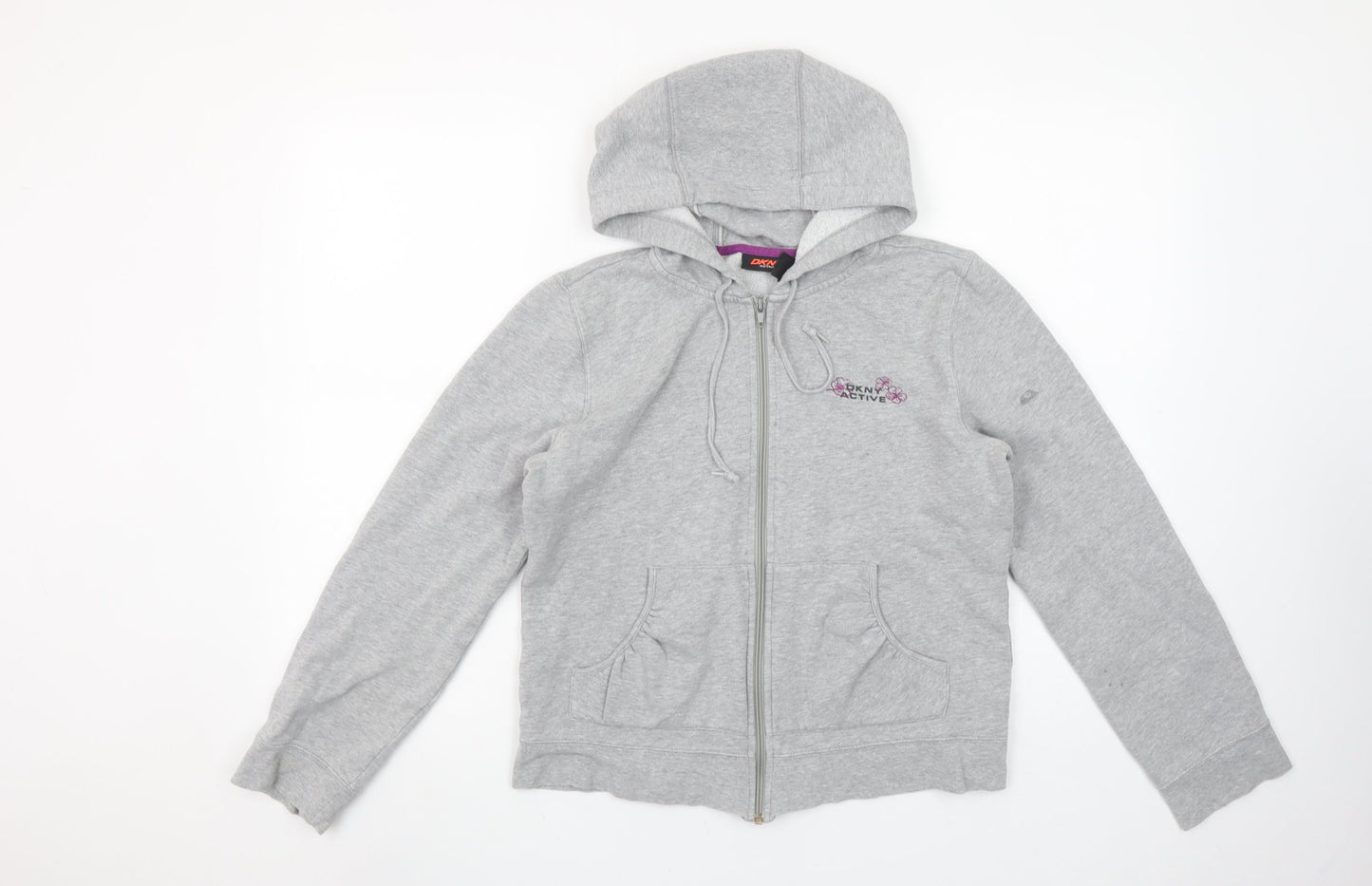 DKNY Active Women's Grey Full Zip Hoodie Size L Cotton Blend