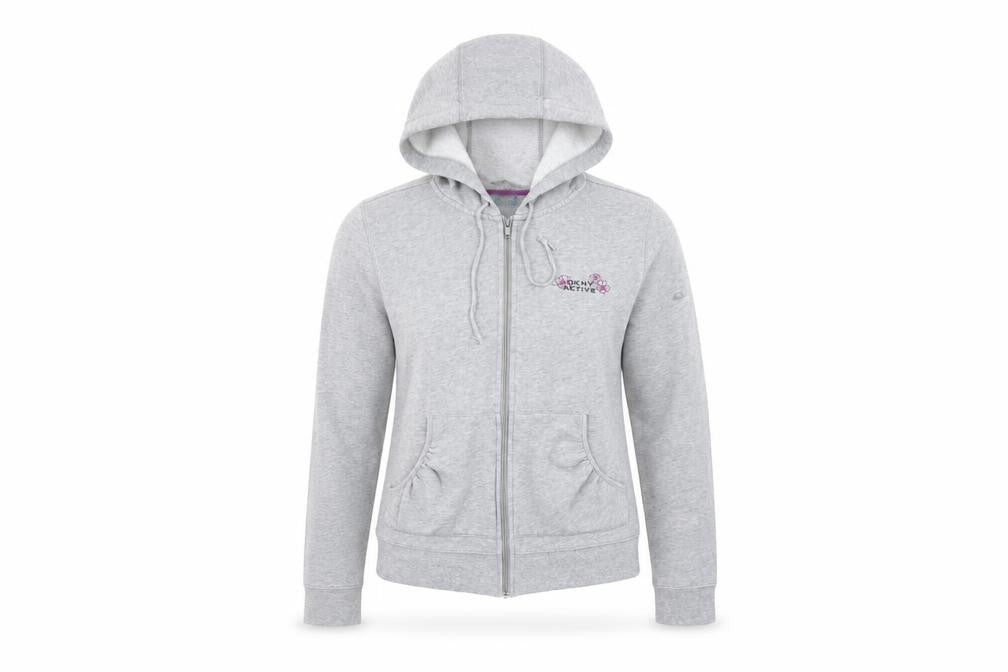 Womens UK L Regular DKNY Grey Full Zip Hoodie
