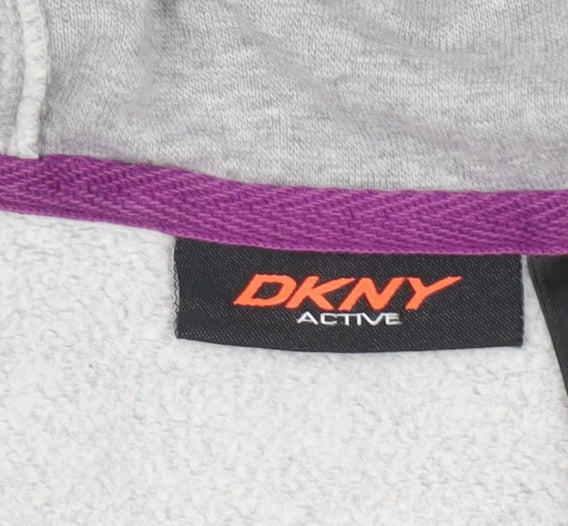 DKNY Active Women's Grey Full Zip Hoodie Size L Cotton Blend