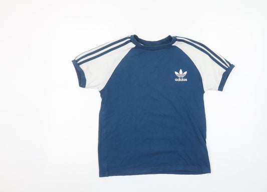 Adidas Boys Blue Short Sleeve Cotton T-Shirt 10-11 Years Sports Logo