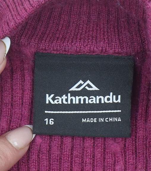 Kathmandu Women's Purple Merino Wool Half Zip Jumper Size 16