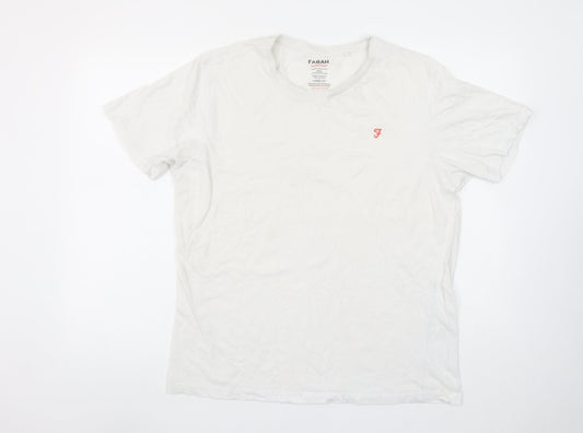 Farah Men’s White Cotton Crew Neck Short Sleeve T-Shirt Size L