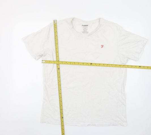 Farah Men’s White Cotton Crew Neck Short Sleeve T-Shirt Size L
