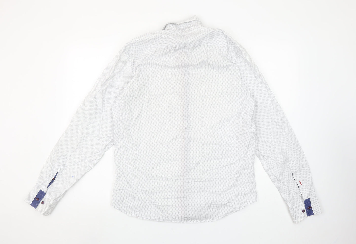 VICHI Men's White Slim Fit Long Sleeve Button-Down Shirt M