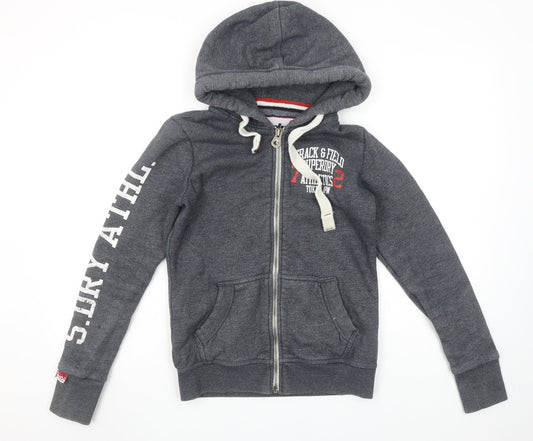 Superdry Men's Grey Full Zip Hoodie Small Track & Field Athletic