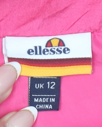 Ellesse Women’s Pink Cropped Bomber Jacket UK 12 Retro Style