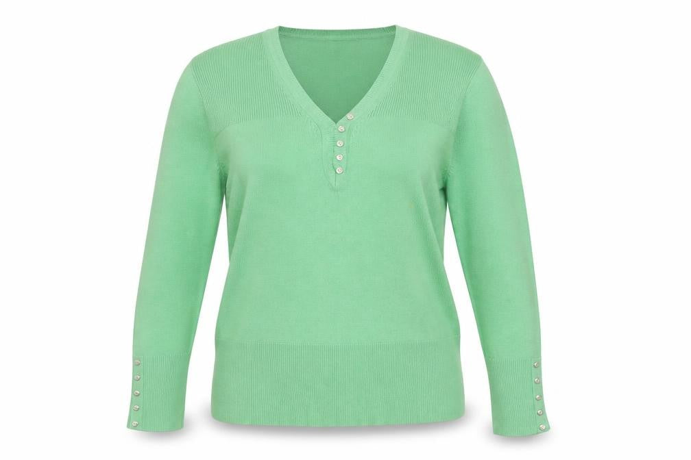 Wallis Women's Green V-Neck Henley Jumper Size 14