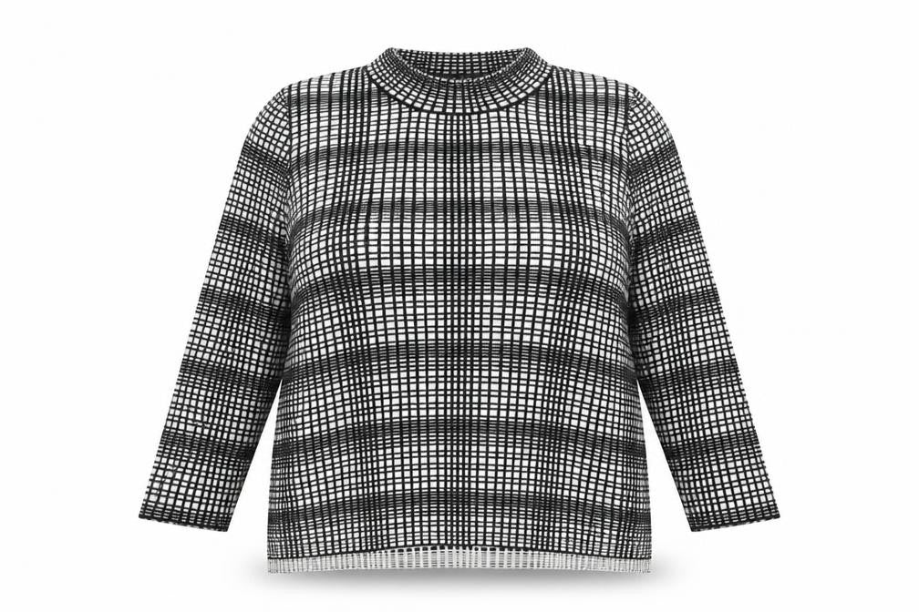 Eastex Women's Black Check High Neck Cotton Merino Wool Jumper Size 18