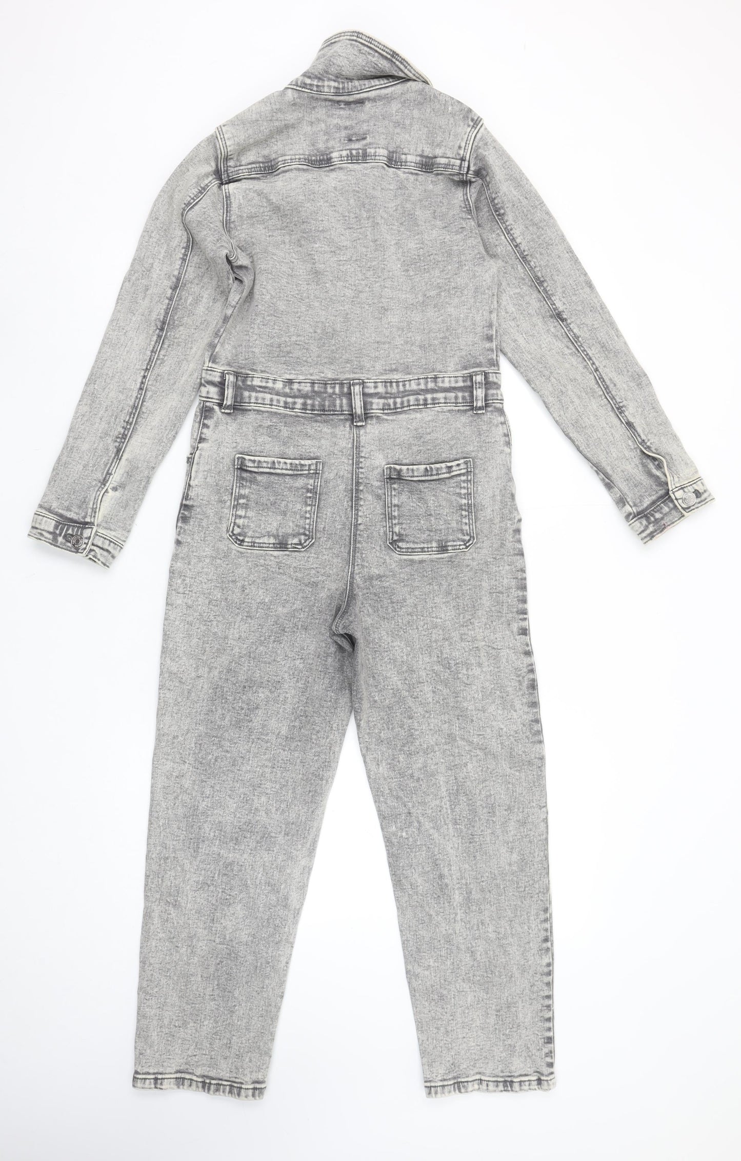 Denim Co Girls Grey Denim Long Sleeve Jumpsuit 10-11 Years Casual Style