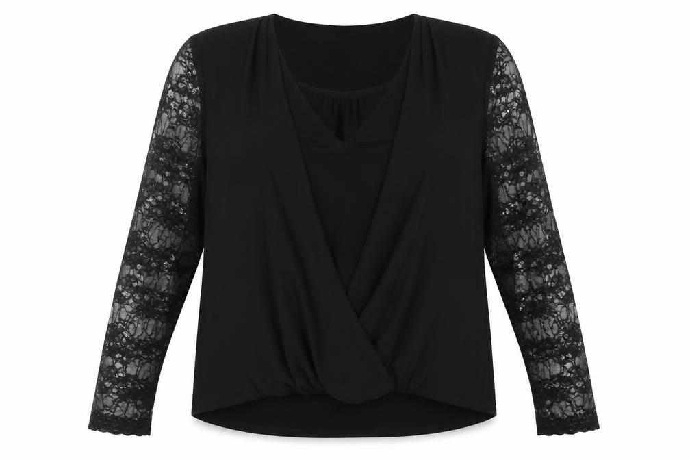 Coast Women’s Black Lace Sleeve Wrap Blouse Size 20