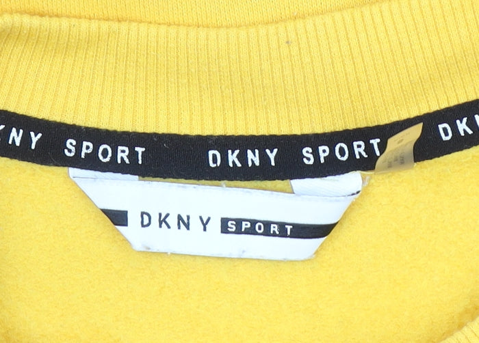 Womens UK S Regular DKNY Yellow Pullover Sweatshirt