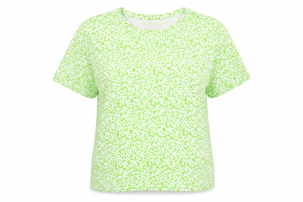 Dunnes Women's Green Animal Print Cotton T-Shirt Size 14