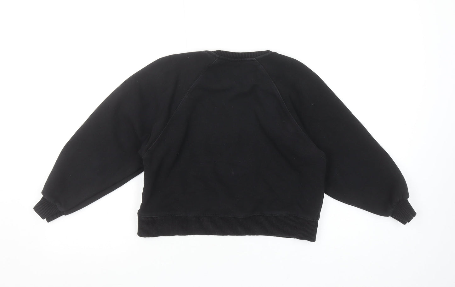 Zara Girls Black Button Detail Fleece Sweatshirt 9 Years Regular Fit