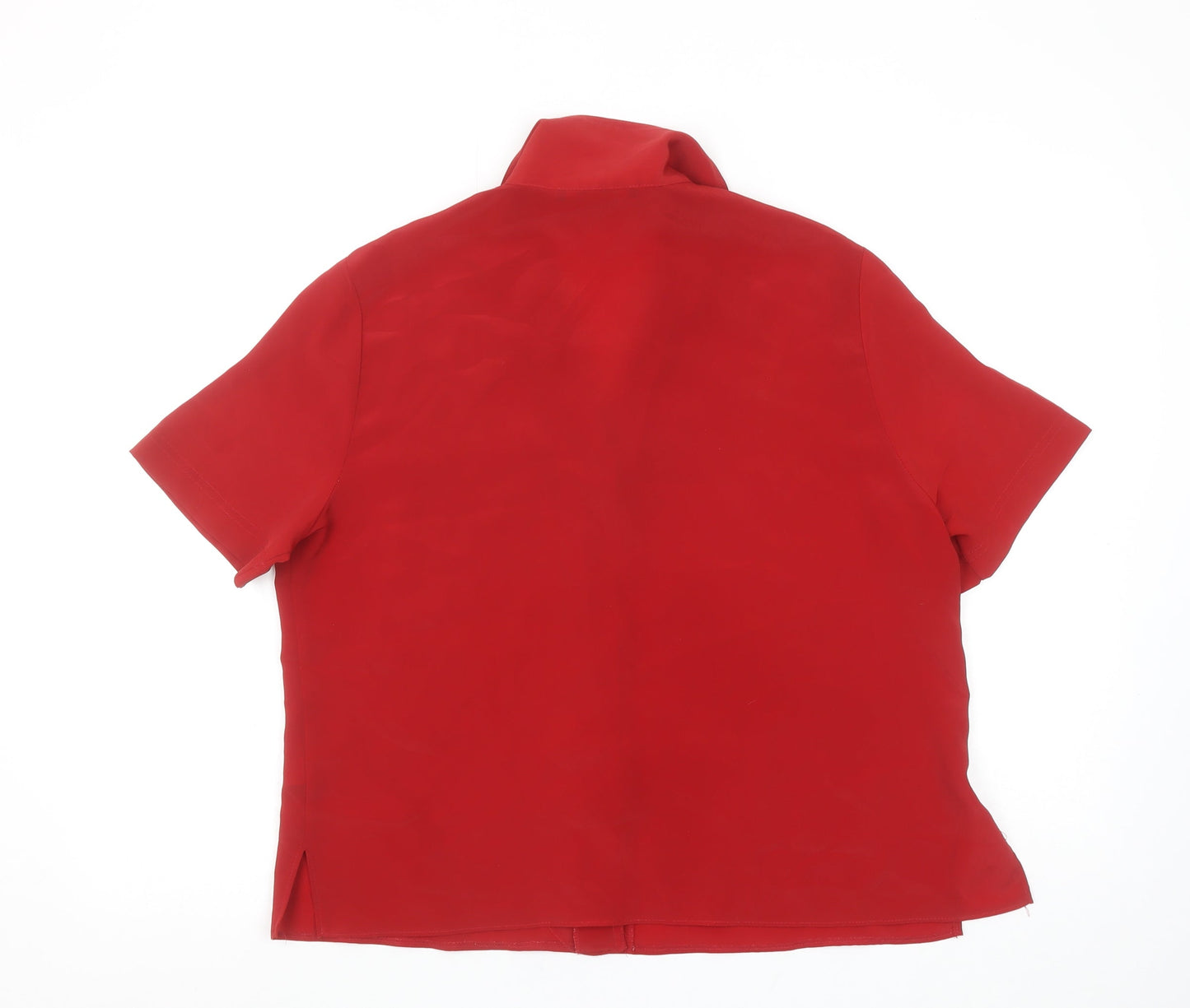 Dunnes Stores Women’s Red Button-Up Short Sleeve Collared Shirt Size 16