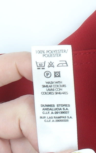 Dunnes Stores Women’s Red Button-Up Short Sleeve Collared Shirt Size 16