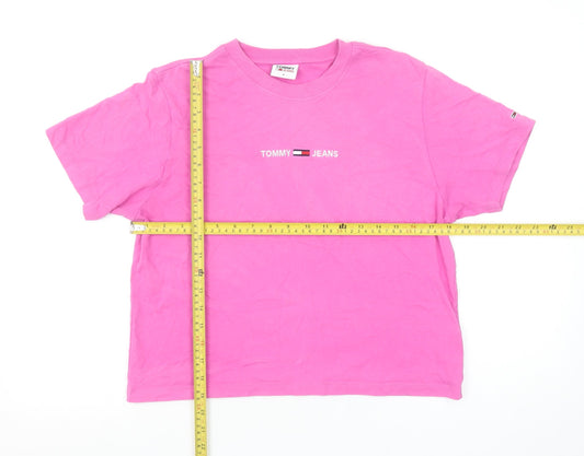 Tommy Jeans Women's Pink Cotton Short Sleeve T-Shirt Size M