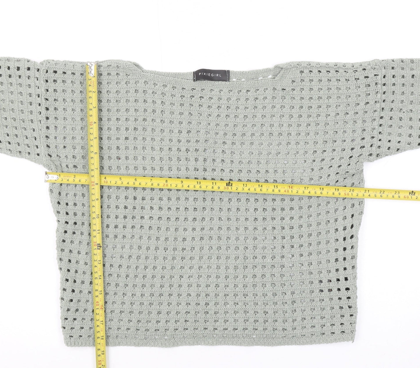 Pixiegirl Women’s Grey Open-Knit Pullover Jumper Size 10-12