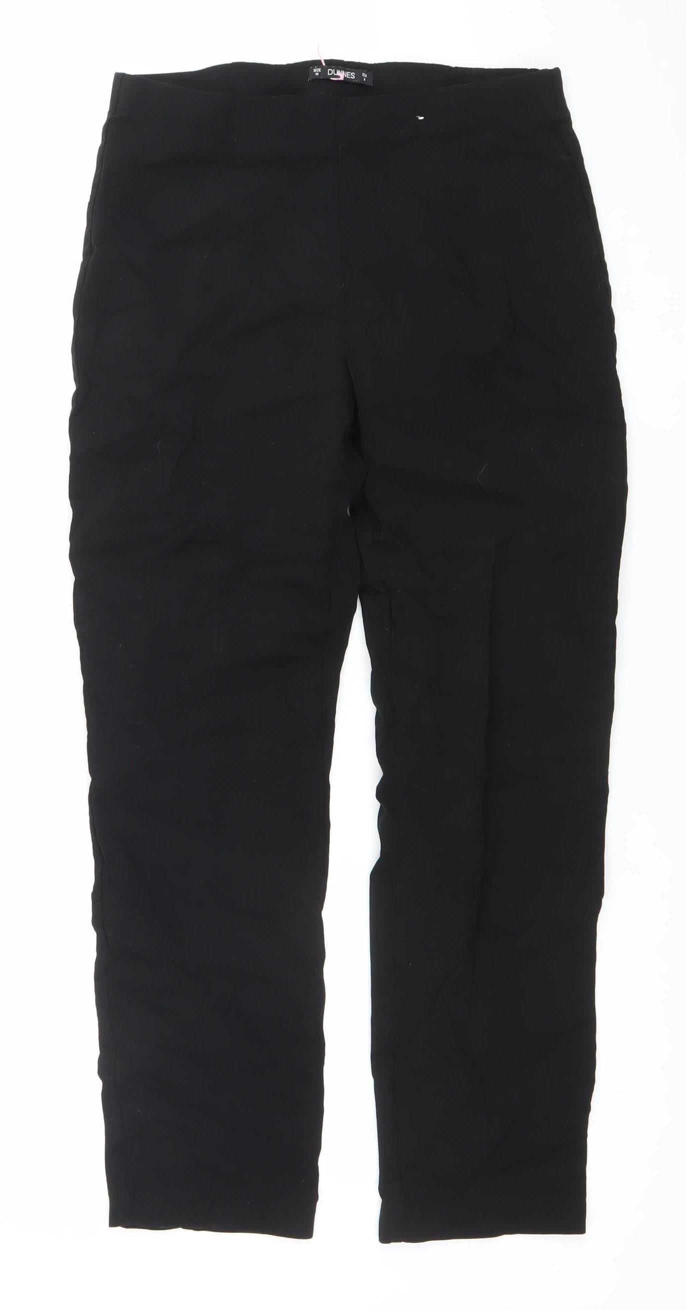 Dunnes Womens Black Slim Stretch Trousers M Straight Leg