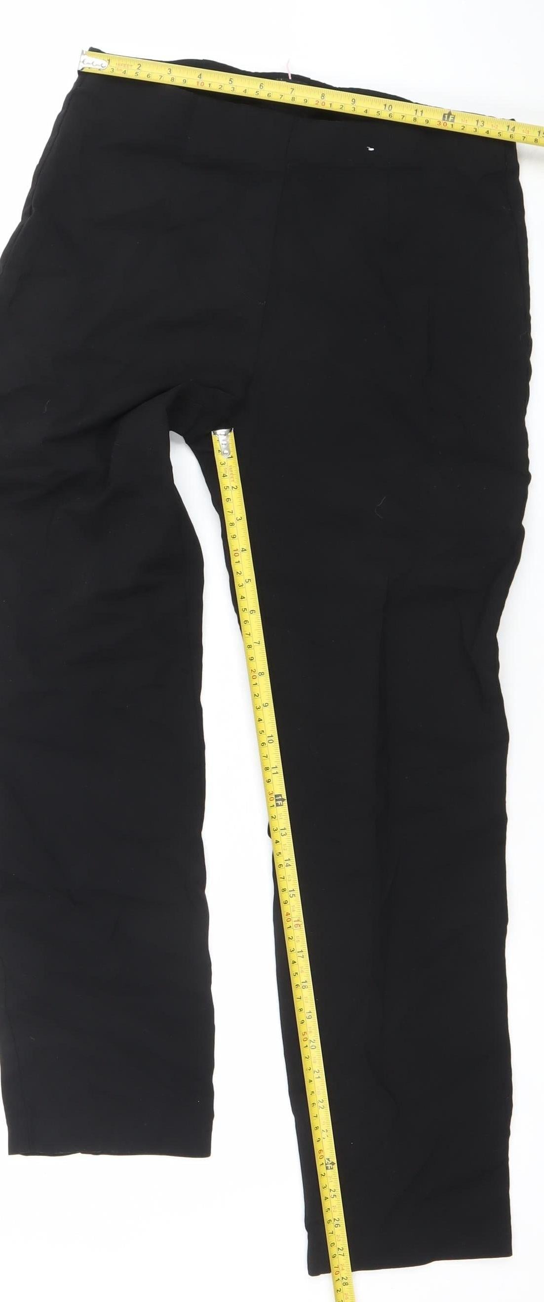 Dunnes Womens Black Slim Stretch Trousers M Straight Leg