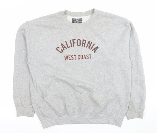 PrettyLittleThing Men's Grey California West Coast Sweatshirt Medium